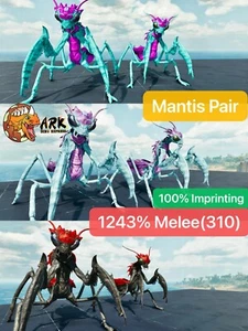 ark survival ascended pve Mantis Pair, 1243% Melee(310), 100% Imprinting - Picture 1 of 4