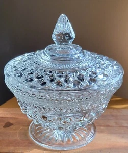 Candy Dish Wexford Anchor Hocking Cut Glass Diamond Pattern - Picture 1 of 9