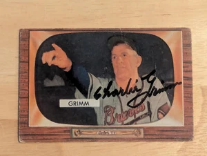 CHARLIE GRIMM SIGNED AUTOGRAPHED 1955 BOWMAN CARD 298 MILWAUKEE BRAVES - Picture 1 of 2