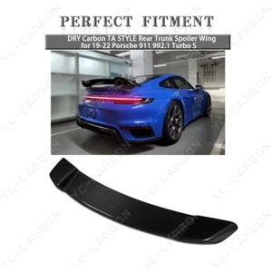 DRY Carbon TA STYLE Rear Trunk Spoiler Wing for 19-22 Porsche 911 992.1 Turbo S - Picture 1 of 9