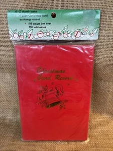 New** Vtg Red W/Gold Accents Christmas Card Address Book - Picture 1 of 3