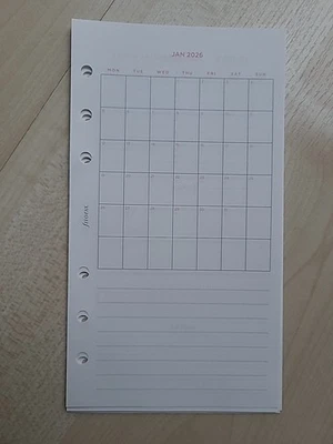 filofax Personal Kalender 1 Seite 1 Monat Rückseite Notitzen Weiß 2026 - Bild 1 von 2