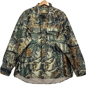 Cabelas Shirt Mens XL Brown Camo Hunting Fall Oak Chamois Flannel Button Up - Picture 1 of 6