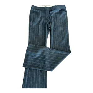 Theory Women's Pinstripe Low Rise Wide Leg Trouser Pant SZ 12 17.5” X 33.5” Gray - Picture 1 of 23