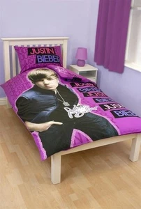 Juego de funda nórdica reversible vintage para cama individual Justin Bieber polialgodón - Imagen 1 de 1