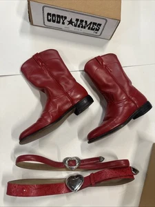CODY JAMES ROTE DAMENSTIEFEL GRÖSSE 9 M MIT 2 ROTEN HERZGÜRTELN - Bild 1 von 6
