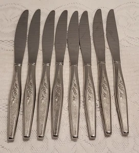 Vtg Oneida Community Woodmere Dinner Knives 8 Pc Stainless Replacement Flatware - Picture 1 of 3