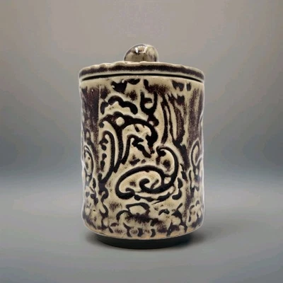 Signed Art Pottery Earth Tone Glazed Ceramic French Butter Bell Crock - Image 1 of 4