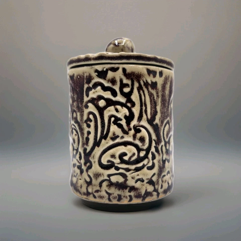 Signed Art Pottery Earth Tone Glazed Ceramic French Butter Bell Crock - Image 1 of 4