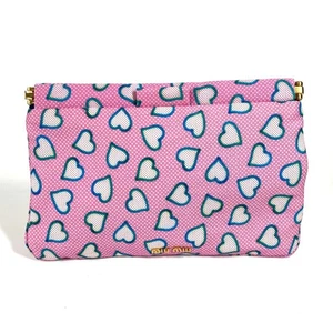 MIUMIU Heart logo bag pouch Clutch bag Nylon / Leather pink/blue - Picture 1 of 13