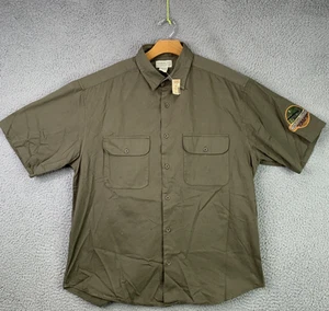 VTG Banana Republic Safari Shirt Mens Large Short Sleeve Patch Camp 80s w/ TAG - Picture 1 of 11