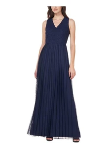 JS COLLECTIONS Womens Navy Lined Sleeveless Full-Length Formal Gown Dress 14 - Picture 1 of 11