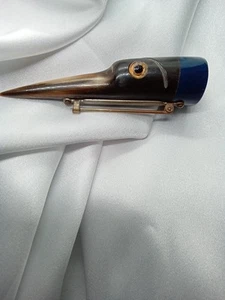 Vtg Rare Bird head Bakelite Brooch Layers Multi Color Glass Eye Sign 1000 Island - Picture 1 of 10
