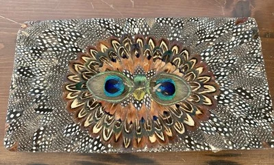 Cartera/cartera de mano/cartera estilo vintage de plumas de pavo real y faisán 11,5 de largo Foto 1 de 3