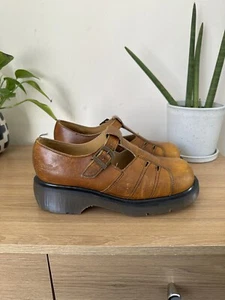 Dr Martens Hecho en Inglaterra Cuero Marrón Grueso Mary Jane Zapatos Reino Unido 7 UE 41 EE. UU. 9 - Imagen 1 de 22