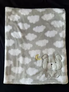 Baby Essentials Gray White Cloud Bear Baby Blanket - Picture 1 of 4