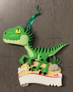 Green Velociraptor Dinosaur Personalizable Ornament - Picture 1 of 1