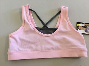 NEW Avia Girls Active Wear Sports Bra Pink Gray M(7-8)