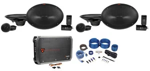 (2) Pairs ALPINE R-S69C.2 300w 6x9" Car Component Speakers+4-Channel Amplifier - Picture 1 of 8
