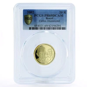 Brazil 20 reais Centennial of Carlos Drummond Andrade PR69 PCGS gold coin 2002 - Picture 1 of 2