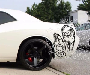 2x Pair Zombie Team Skull 4x4 Graphic Fender Side Car Truck Vinyl Sticker Decal - Picture 1 of 4