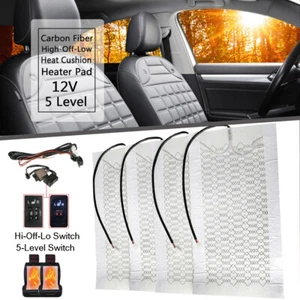 2Seats Car Seat Carbon Fiber Heated Cushion Seat Heater Pad Hi-Off-Lo Switch Kit - Picture 1 of 9