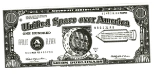 $100 "MOONDUST CERTIFICATE" (1969) "ONE SMALL STEP FOR MANKIND" (1969) APOLLO 11 - Picture 1 of 2