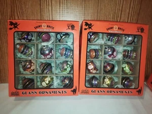 2x Christopher Radko Shiny Brite Halloween Ornaments 24 Sugar Skulls Flowers - Picture 1 of 5