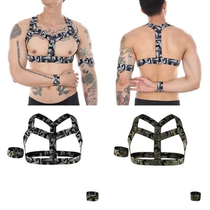Männer Body Körper Chest Harness Brustharness Herren Nylon Geschirr sexy Schwarz - Picture 1 of 15