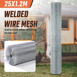 25M Roll Galvanised Welded Wire Mesh Fence Garden Chicken Coop Aviary Fencing - Picture 1 of 12