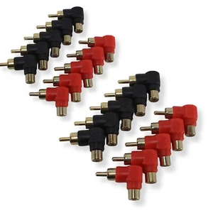 20 Pack Black-Red RCA Barrel Connectors Mini Right Angle Install Bay - Picture 1 of 3