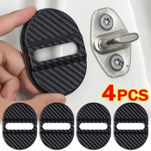 4Pcs Carbon Fibre Car Door Lock Protective Cover Anti Rust Cushion Accessories - Picture 1 of 14