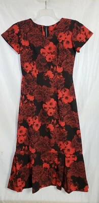 Винтажные женские цветочный Muumuu русалки платье красный/черный домашнего изготовления неразмерный читать - Изображение 1 из 4