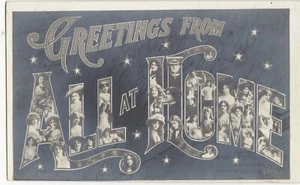 RPPC Greetings from All At Home Womens Portraits Undivided Unposted - Picture 1 of 2