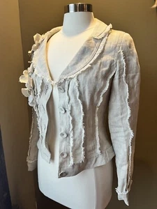Dries Van Noten Joyce 100 % Leinen Blumenmuster Schlankheitsknopf Ofen Blazer Jacke S - Bild 1 von 9