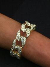 Pave 0,90 Cts Runde Brilliant Cut Diamanten Cuban Link Ring In 585 Fein 14K Gold