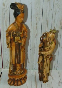 ESTATUA CHINA MUDMAN CON DAMA PESCADOR FIRMADA SABIO ARTE FIRMADO - Imagen 1 de 11