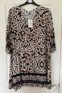 Made In Italy Black & Cream Kaftan Summer / Beach Dress BNWT One Size
