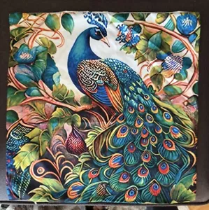 "2 fundas de almohada de pavo real solo cuadradas decorativas de 17"" sin insertos" - Imagen 1 de 8