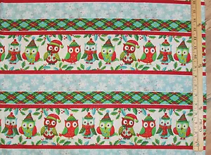 Owl Be Home for Christmas Stripe SPX Christmas Fabric 23" Repeat #25583 - Picture 1 of 3