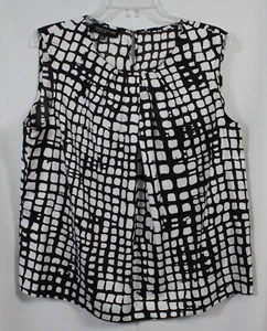 Camisa Jones New York Top Blusa Sin Mangas Concha Negra Blanca Geométrica 16 - Imagen 1 de 6