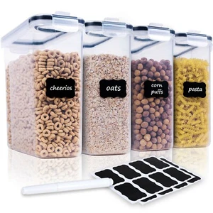 Cereal Containers Storage Set - 4 Piece Airtight Large Dry Food Storage Conta... - Picture 1 of 7