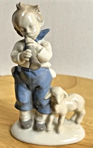Boy With Lamb Porcelain Figurine Vintage German Democratic Republic - Picture 1 of 9