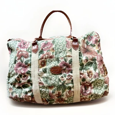 Bolso de Lona Gitano Floral Tapiz Fin de Semana Doble Correas Años 90 De Colección Foto 1 de 4