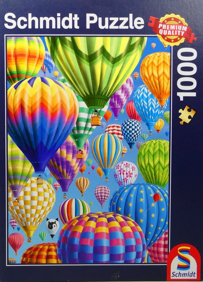 Schmidt 1000 Piece Jigsaw Puzzle - Colorful Balloons in the Sky - Complete - Image 1 of 4