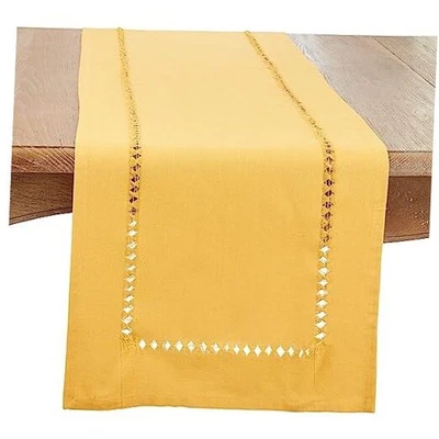  Corredor de mesa con borde cosido con dobladillo, mostaza 16"x72" Foto 1 de 4