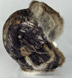 Mad Bomber Camo Rabbit Fur Lined Trapper Hat Sz L Ear Flap Hunting Winter - Picture 1 of 9