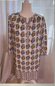 Ann Taylor Loft Damen 3/4 Ärmel Druck Blumen Shirt Kleid Viskose Tunika XS EUC - Bild 1 von 8