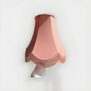 Vintage Retro Medium Lampshade Salmon Pink Fringe Trim MCM - Picture 1 of 5