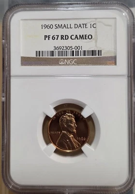 1960 Proof Lincoln Memorial Cent NGC PR 67 RD CAMEO Small Date  - Image 1 of 2